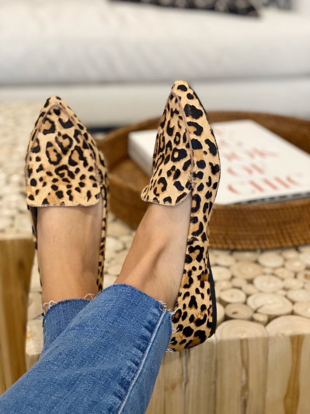 Time and Tru Leopard-Print Pointed Toe Flats - Brown & Black